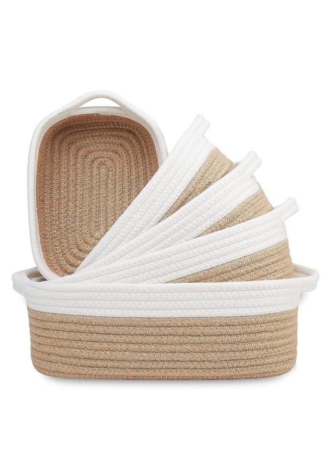 5-Piece Cotton Rope Storage Basket Set – Woven Nursery & Home Organizer Bins with Handles