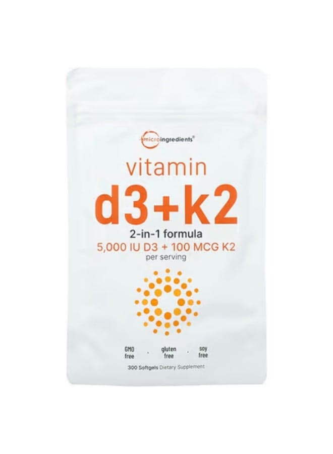 Micro Ingredients, Vitamin D3 + K2, 300 Softgels
