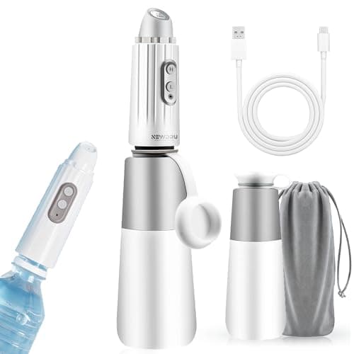 NEWDRU Portable Jet Spray - USB Rechargeable Electric Travel Bidet with 270ml Bottle, Hygiene Sprayer for Men, Women, Baby & Postpartum | Compact, Adjustable, IPX7 Waterproof, CleanStream Pro (Grey)