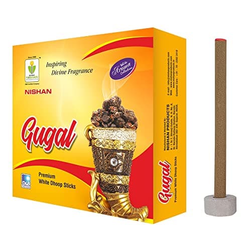 Nishan Gugal Premium Dhoop Sticks Box with Holder Plate, 200 Gram, Charcoal Free/Pollution Free Dhup batti Guggal googal Dhoop Incense bati/Agarbatti