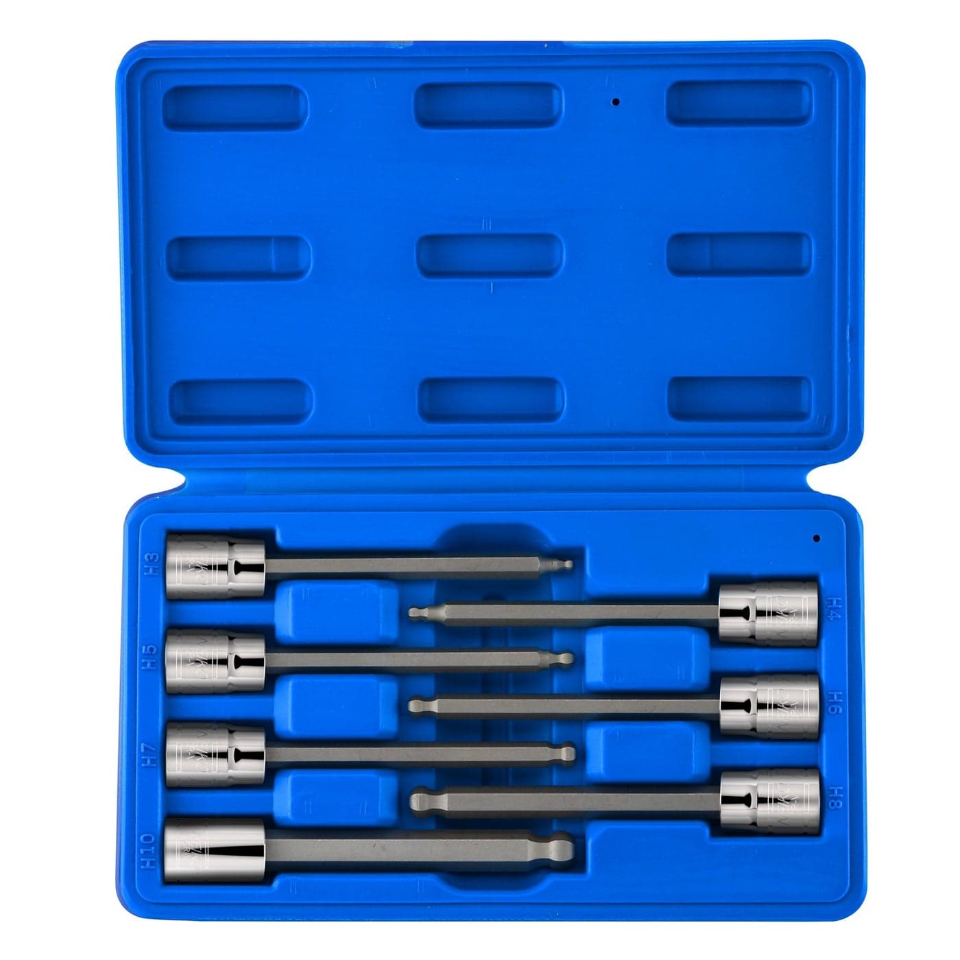 Neiko 10243A 38InchDrive ExtraLong BallEnd HexBit Socket Set Metric Sockets 38 or 3 to 10 mm S2 Steel 7Piece Set