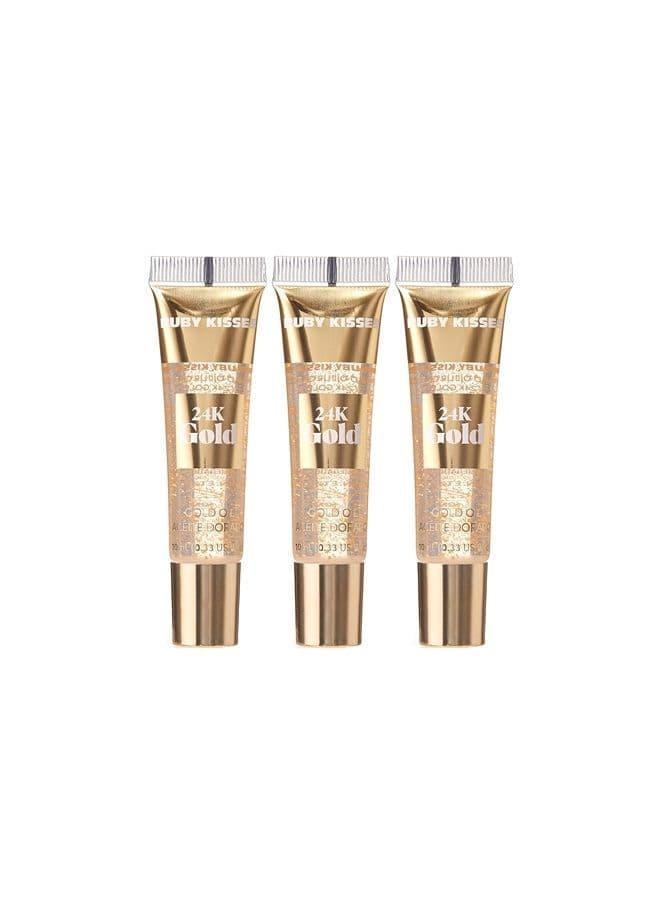 24K Gold Oil Lip Gloss (3 Count, Gold)