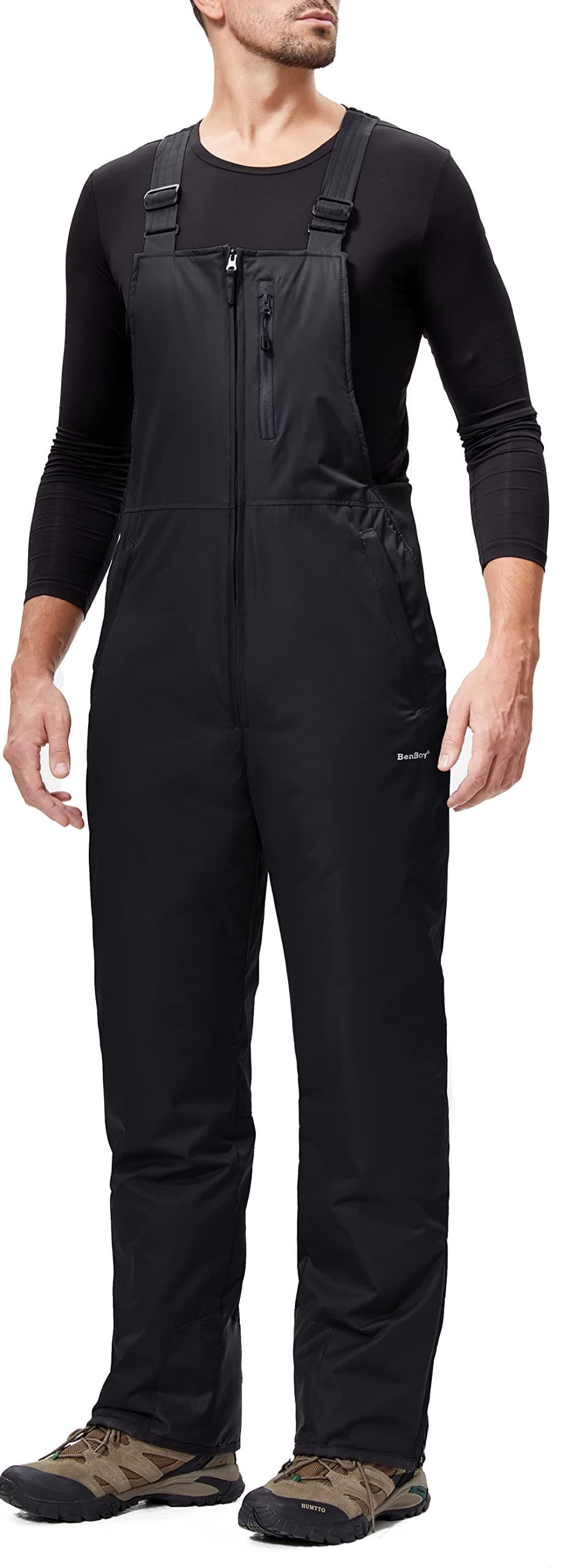 BenBoy Mens Snow Bibs Ski Pants Softshell Waterproof Insulated Ripstop Snowboarding Overalls WinterHXK8018MBlackL