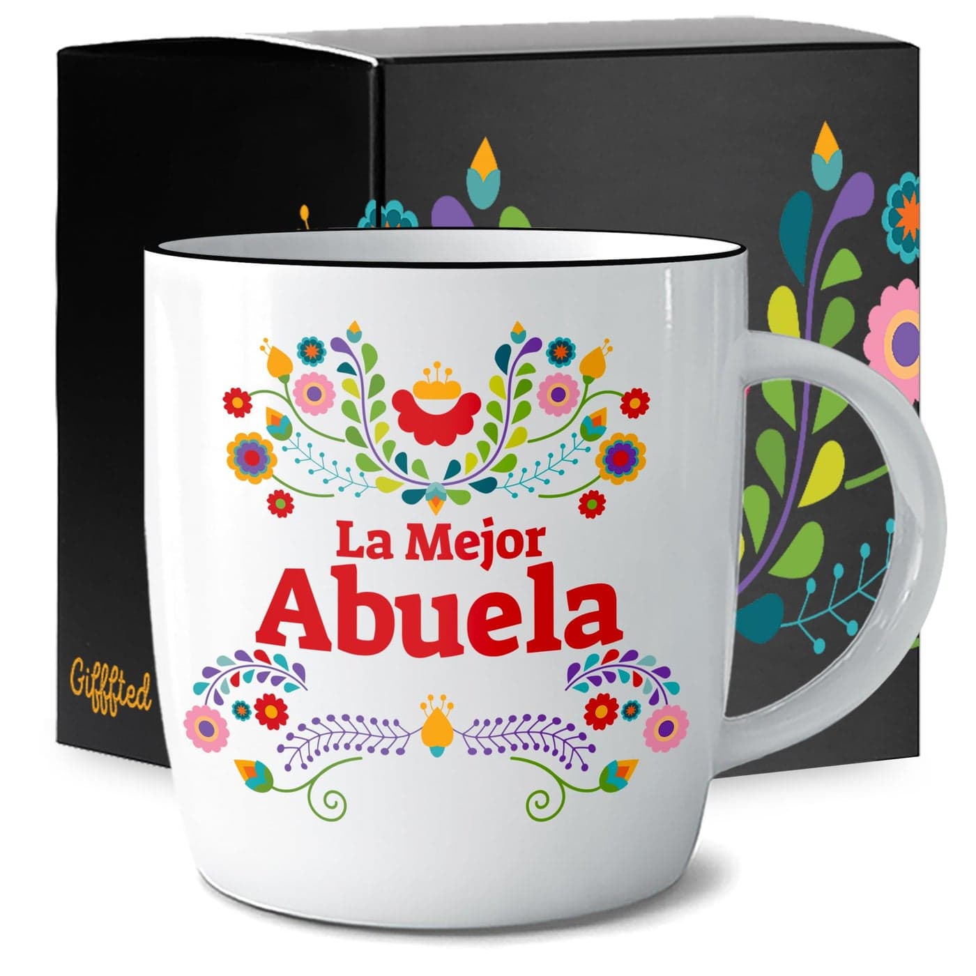 Triple Gifffted La Mejor Abuela Coffee Mug Best Grandma Gifts Ideas in Spanish for Christmas Mothers Day Navidad Birthday Regalos Para Abuelita Dia De Las Madres Taza Abuelos Ceramic Cup 380ml