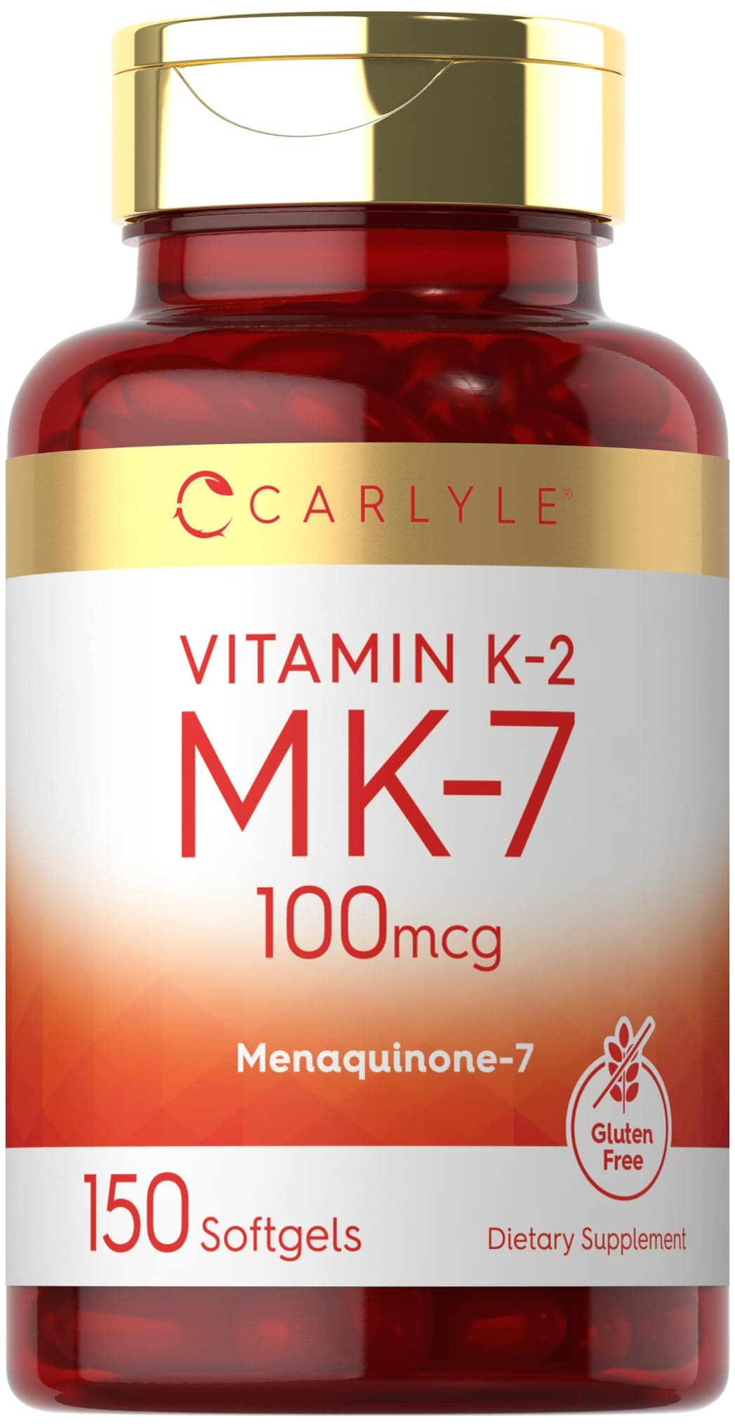 Carlyle Vitamin K2 MK7 100 mcg 150 Softgels NonGMO Gluten Free Supplement