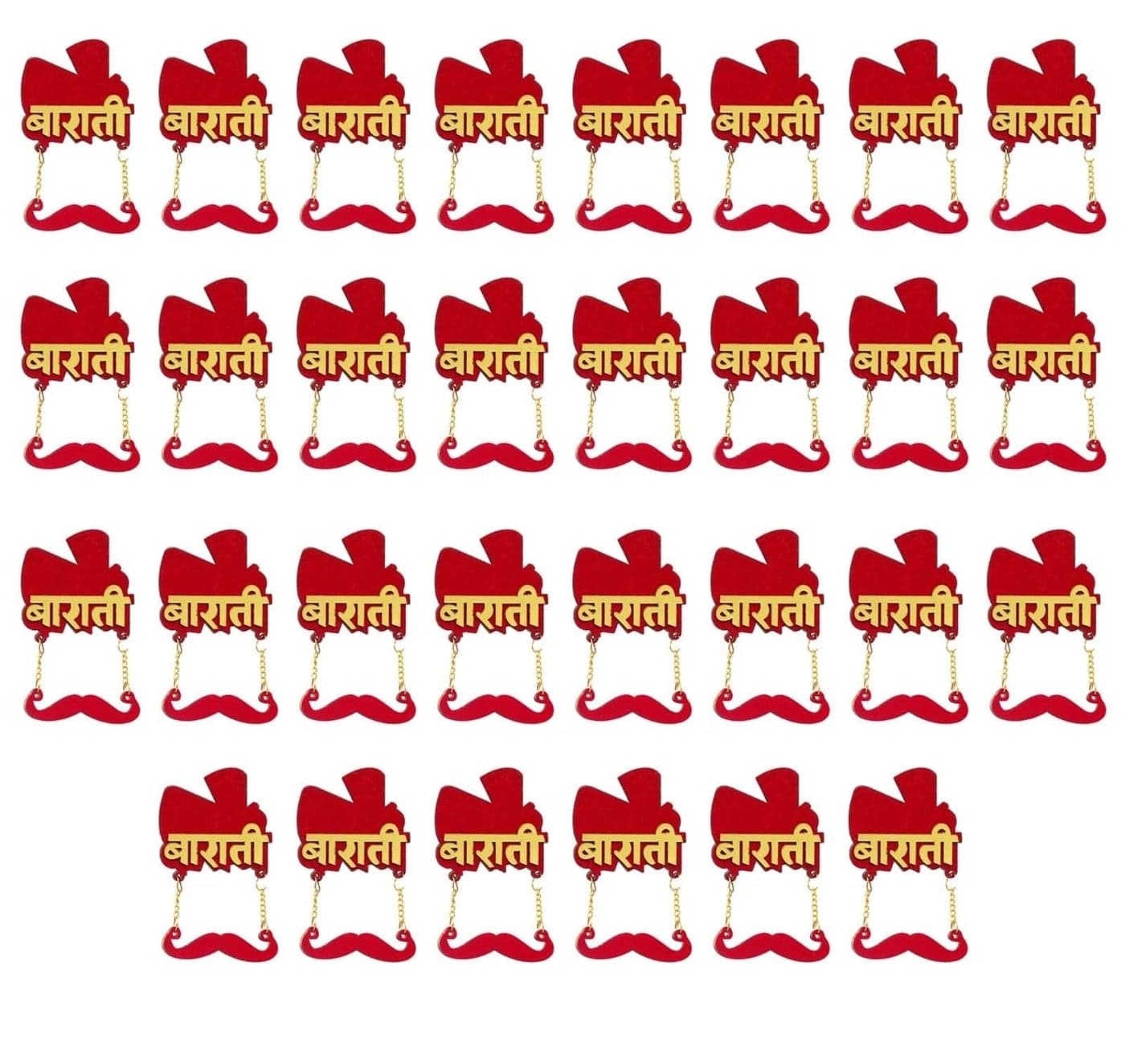 Sanvatsar Barati Brooch Pins for Wedding Decoration Wedding Ceremony Brooch pin for Wedding Red Barati Moustache Hanging Decorations, 24 cm (30)