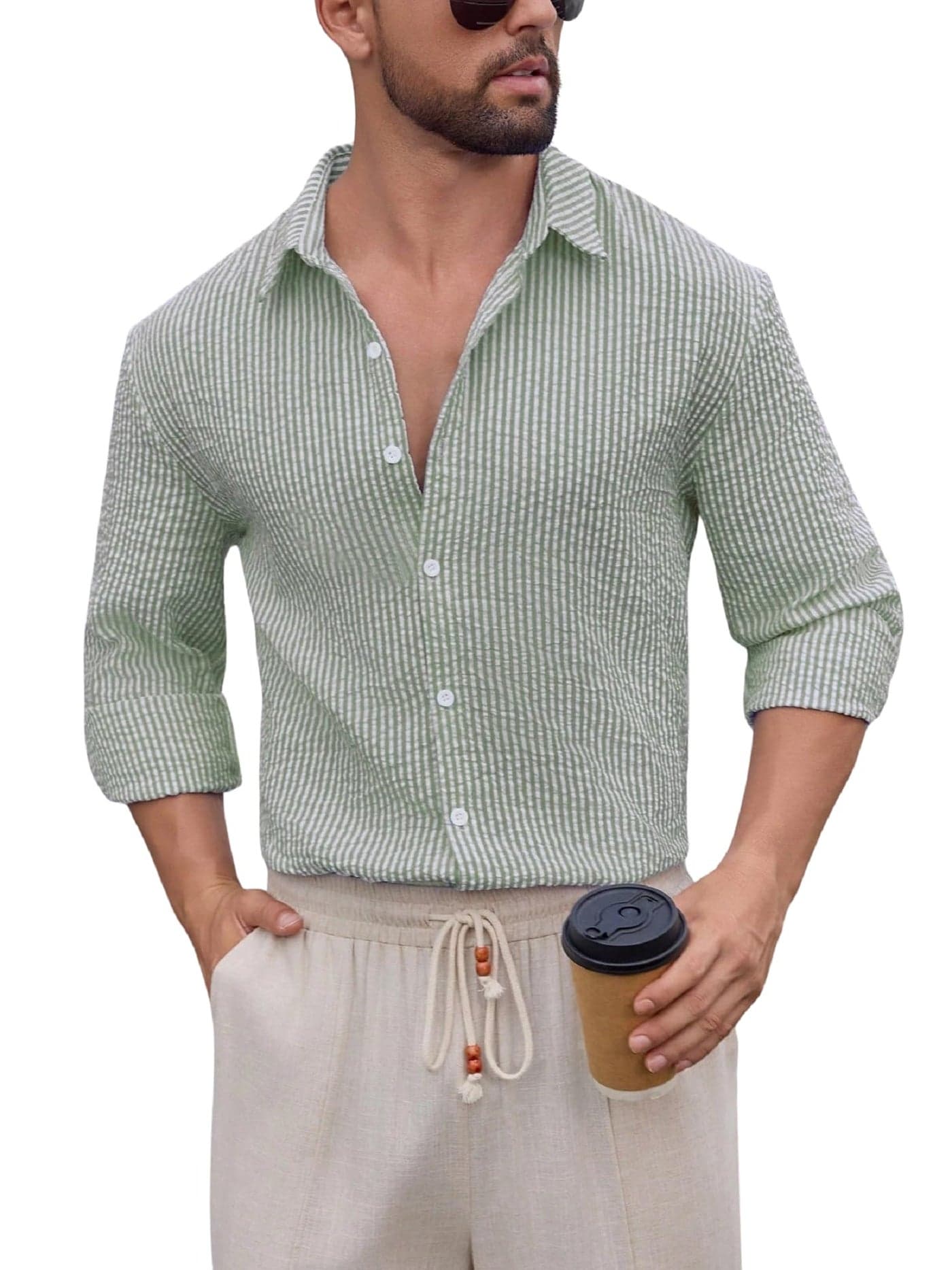 Lymio Shirt for Men || Regular Fit Stylish Shirt for Men (Crush-Lining-Pista-XL)