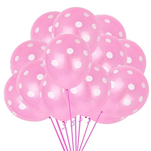 TONIFUL 100pcs Pink and White Polka Dots Balloons 12inch large Polka Dot Latex Party Balloons for Wedding Birthday Party Festival Decoration Supplies