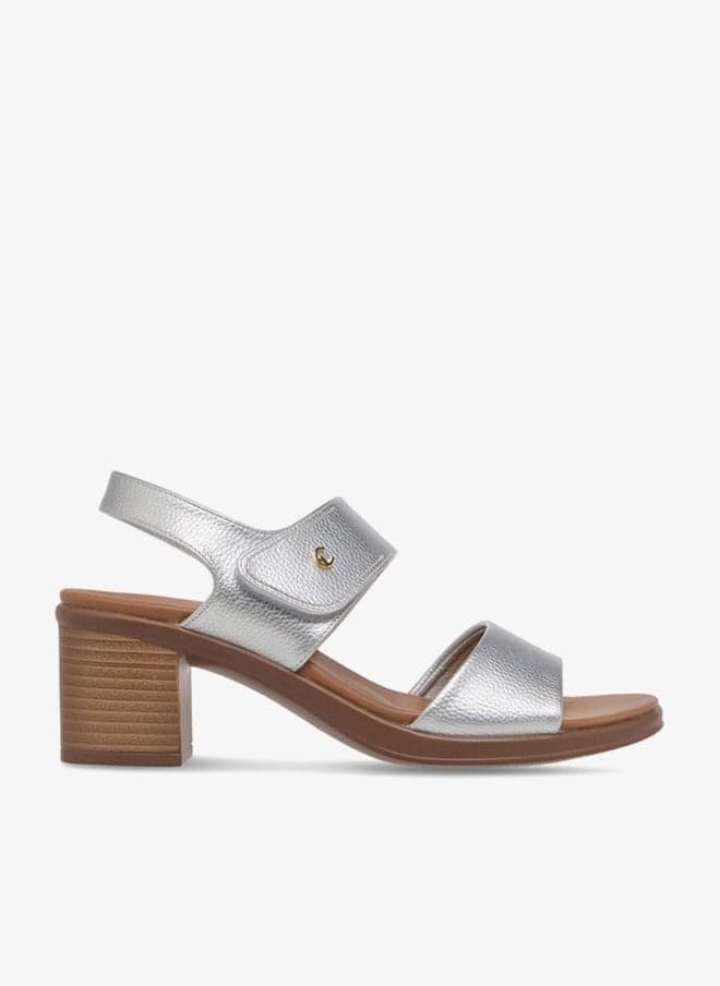 Solid Block Heel Sandals with Hook and Loop Closure