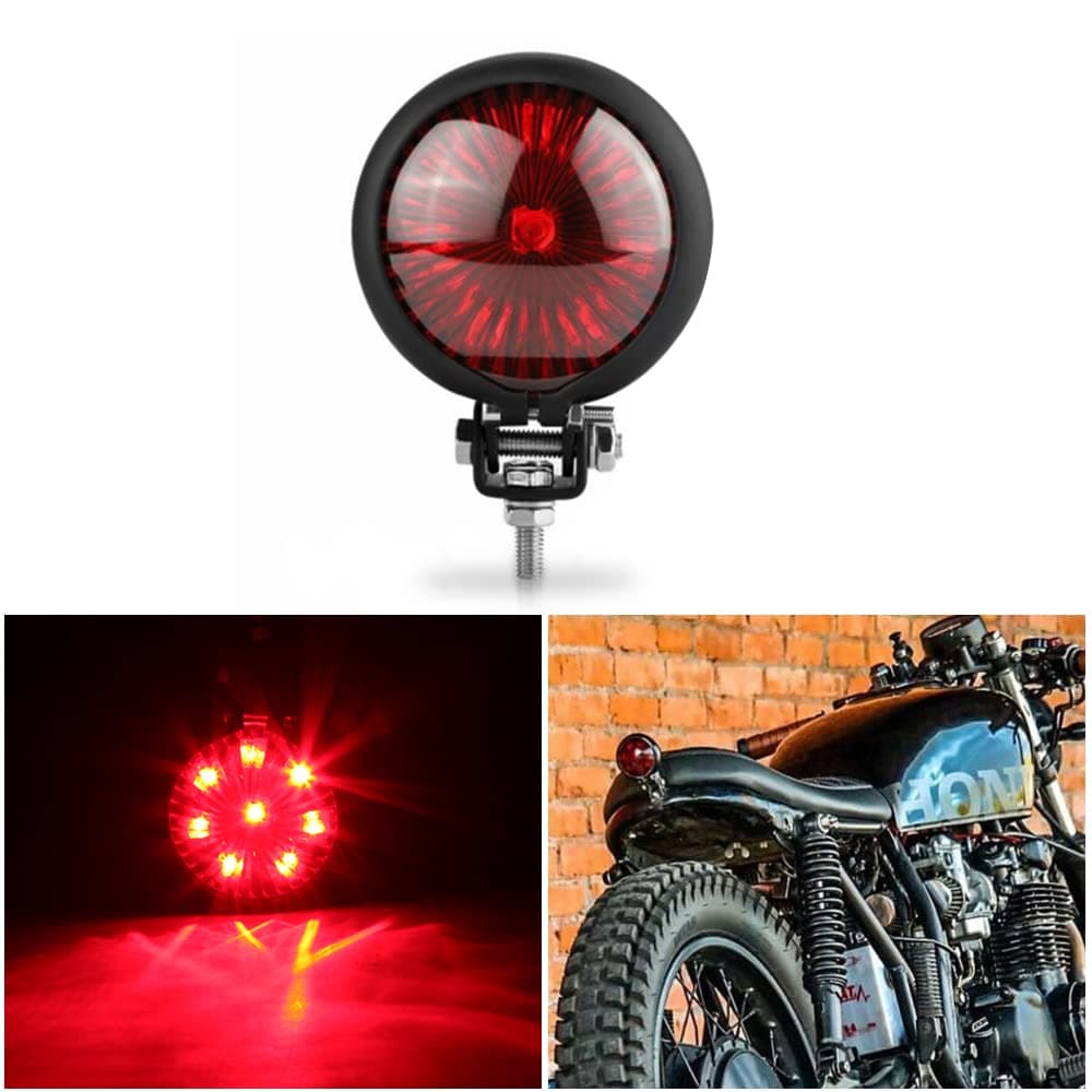 keepdsgn Motorcycle Tail Light LED Bates Style Bullet Brake Stop Rear Lamp Compatible with Cafe Racer Bobber Chopper Bonneville Red