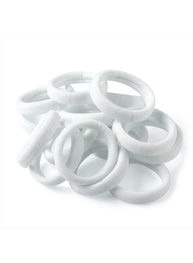 60pcs Nylon Elastic Hair Ties Hair Ties Bands Rope No Crease Elastic Fabric Large Stretch Ouchless Ponytail Holders (60pcs-White(HT007-18))