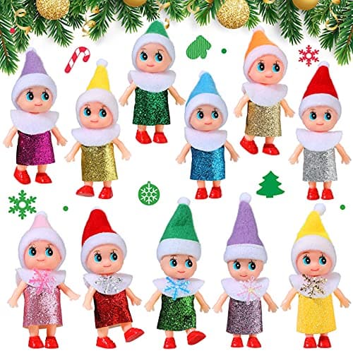 Sumind 11 Pieces Doll Plush Dolls Tiny Christmas Dolls Novelty Toys Accessories for Little Girls and Boys Holiday Christmas Easter New Year Decorations Exquisite Style