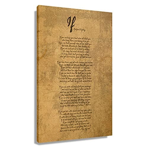 Poem If Framed Wall Art Inspirational Sayings Wall Decor Canvas Motivational Quotes Poster Office Decor Vintage Modern Painting Pictures Framed 12x18inch