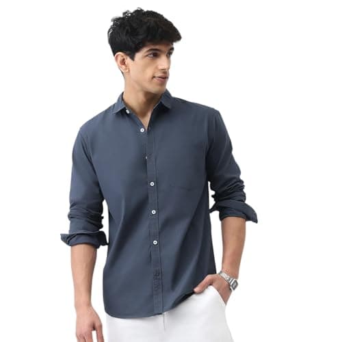Urbano Fashion Men's Slate Blue Cotton Full Sleeve Regular Fit Casual Solid Shirt (shirtsolreg-02-slblue-s)