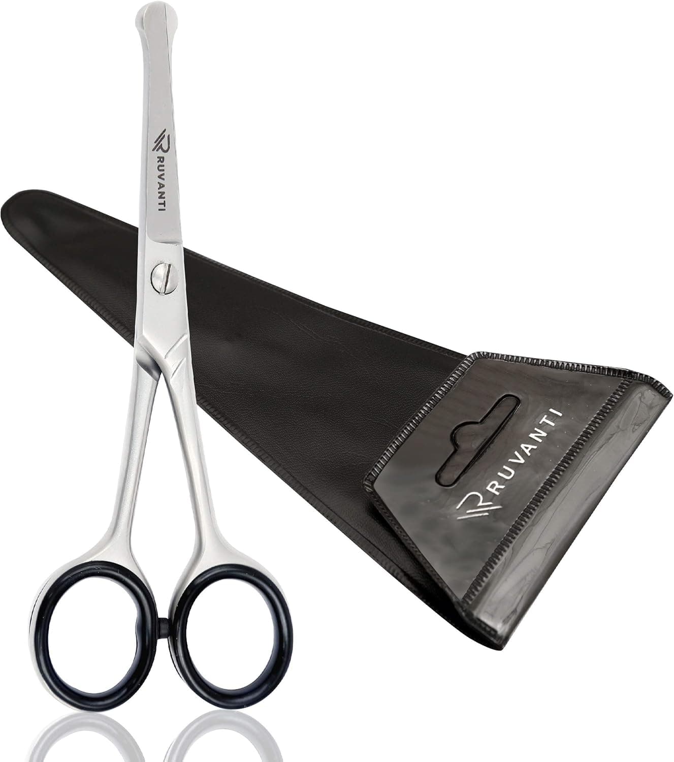 Ruvanti Professional Round Headed Nose Hair Scissors For Kids Infant Baby 52 Inches Stainless Steel Nail Mustache Eyebrow Scissors For Men Women Facial And Beard Grooming Trimming