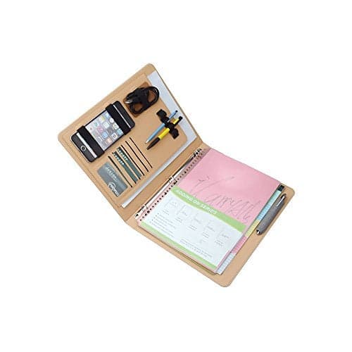 XIAOZHI iCarryAlls 3-Ring Binder Portfolio with 3/4 inch Round Ring,Holds Five Colours Transparent Bags Document Storage, Gray+Gold, 10.2x10.2x12.8 in. (PJW0160-Gray+Gold)