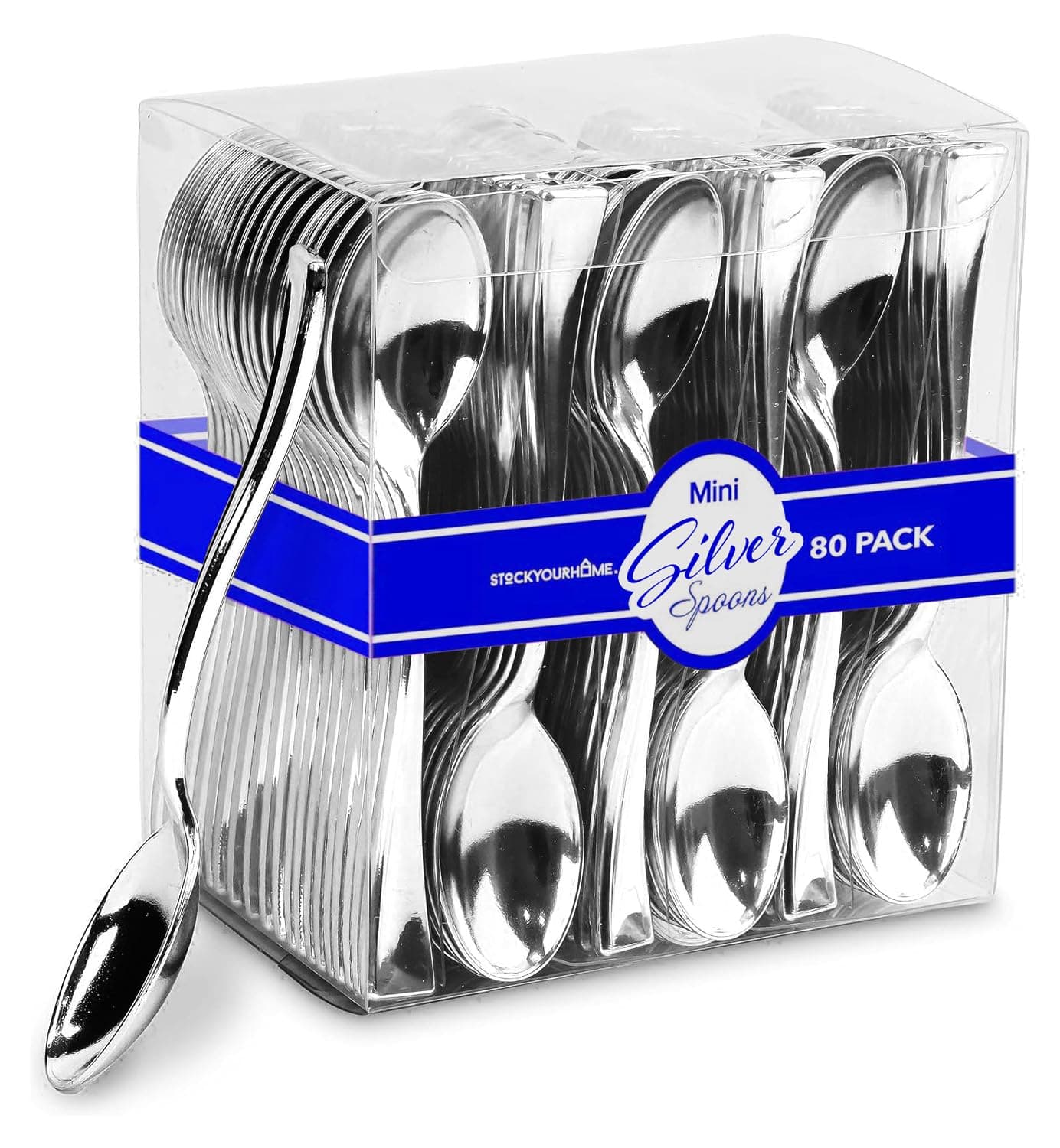 Silver Mini Spoons 80 Count 4 Inch Disposable Appetizer Spoons for Cocktail Hour Wedding Reception Food Samples Holiday Parties