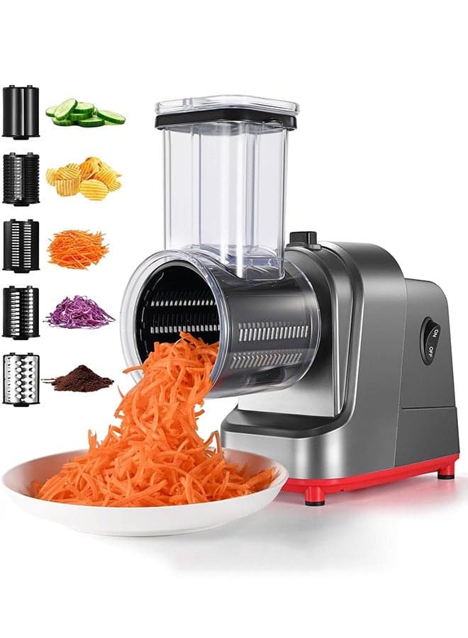 Electric Cheese Grater, Salad Maker With 5 Different Shapes of Blades, 250W Electric Slicer Shredder, Electric Salad Machine for Fruits, Vegetables, Cheeses