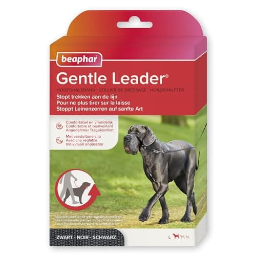 Beaphar Gentle Leader L Black 1 Piece Dog Head Collar Fabric Kind and Effective Training no Pulling or Choking Large Breeds Black L