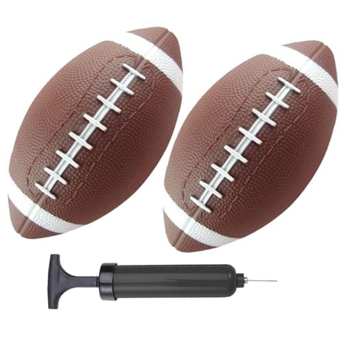 ABAJI Toy Football 2PCS 6 inch Small Mini Ball for Kid Toddler Soft Rubber Come with Pump Needle Boys Girls Gift Party Decor