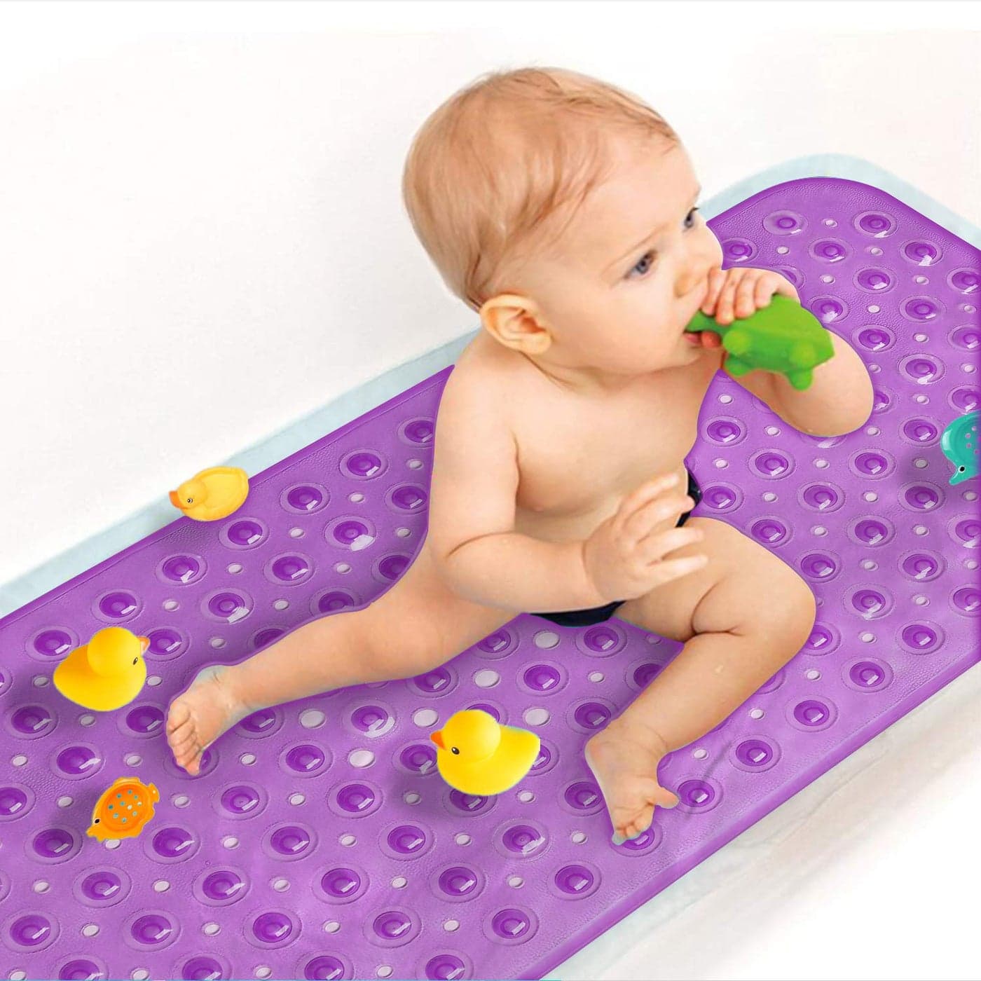 Sheepping Baby Bath Mat Non Slip Extra Long Bathtub Mat for Kids 40 X 16 Inch Eco Friendly Bath Tub Mat with 200 Big Suction CupsMachine Washable Shower Mat Purple