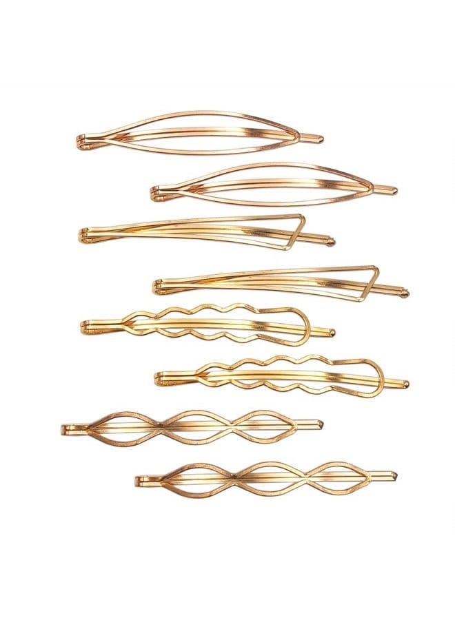Hair Pins Set Geometric Hair Clips Metal Hairpin Minimalist Hair Styling Jewelry Hair Clamps Accessories Barrettes Gold Bobby Pin for Girl Women (8 Pieces,Style 7)