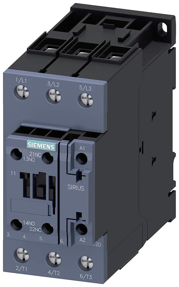 SIEMENS 3RT20361AC20 Power CONTACTOR AC3 50 AMP 3 Pole 24 VAC 5060 HZ 22 KW 1NONC Size S2 Screw Type Terminal DIN Rail Mount Replacement for 3RT10361AC20