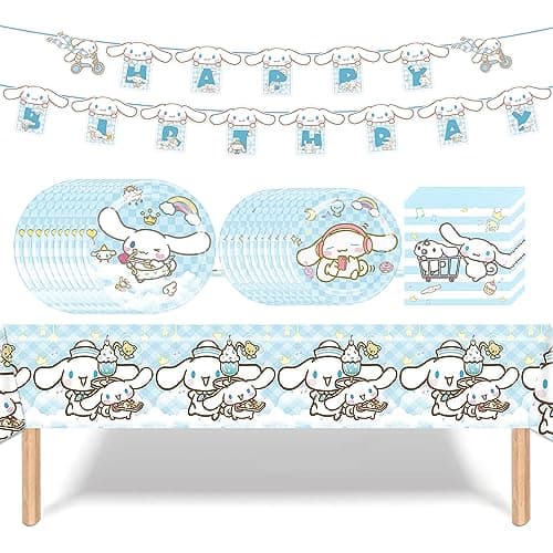 Cartoon Theme Birthday Party Decorations Supplies Cartoon Party Tableware Include Birthday Banner Tablecover 10Pcs 9 Plates 10Pcs 7 Plates 20 PCS Napkins