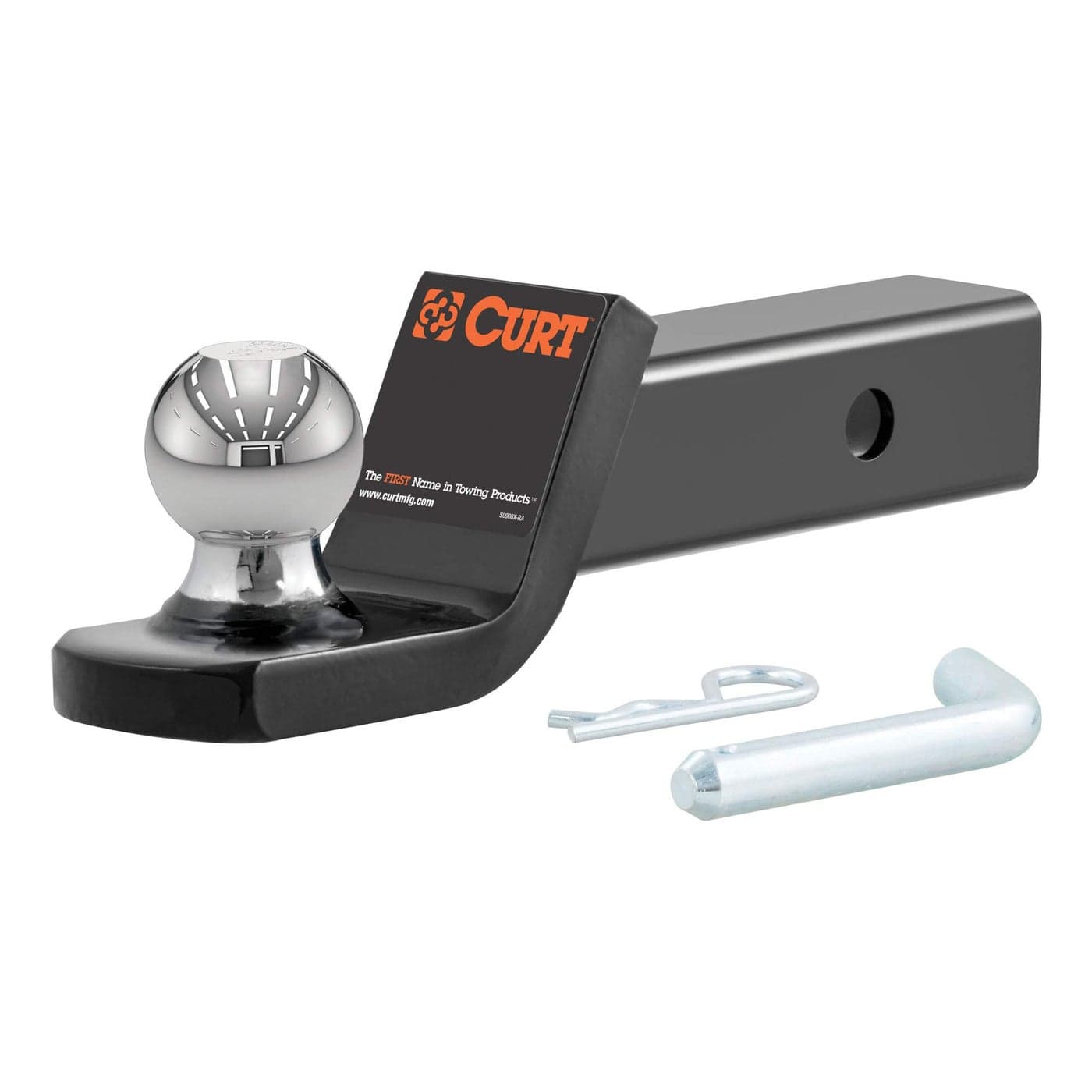 CURT 45134 Fusion Trailer Hitch Mount with 2Inch Ball Pin Fits 2In Receiver 7500 lbs 2 Drop