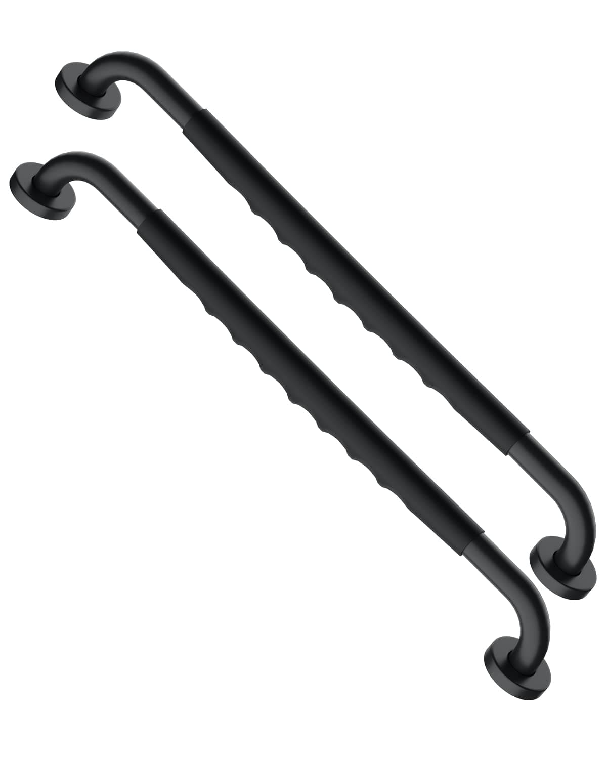 24 Inch Black Shower Grab Bar w/Anti Slip Rubber Grip, Munzong 2 Pack Stainless Steel Bathroom Grab Bar, Bathroom Balance Bar,Safety Handrail Support,Handicap Injury Elderly Senior Assist Bath Handle