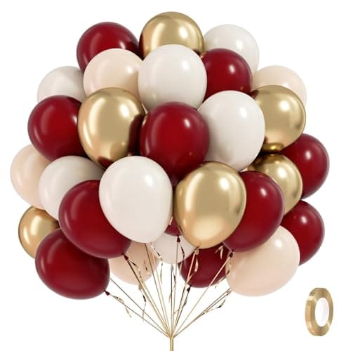 60pcs Maroon and Gold Balloons 12inch Burgundy and Gold Balloons with Sand White Nude Balloons for Wedding Bridal Shower Graduation Birthday Party Decorations