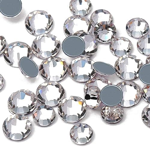 Dowarm 2mm SS6 Small Crystal Clear Hotfix Crystals, 1440PCS Tiny Hot Fix Rhinestones for Crafts Clothing, Flatback Glass Gems for Dance Costumes (White Clear Crystal)