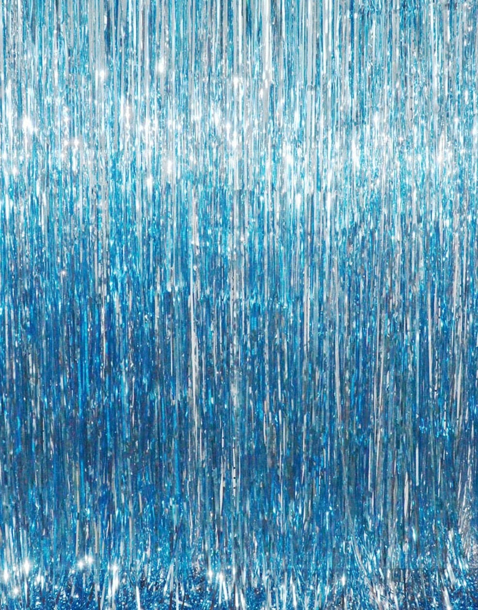 GOER 32 ft x 98 ft Metallic Tinsel Foil Fringe Curtains Party Photo Backdrop Party Streamers for BirthdayGraduationNew Year Eve Decorations Wedding Decor Light Blue5 pcs