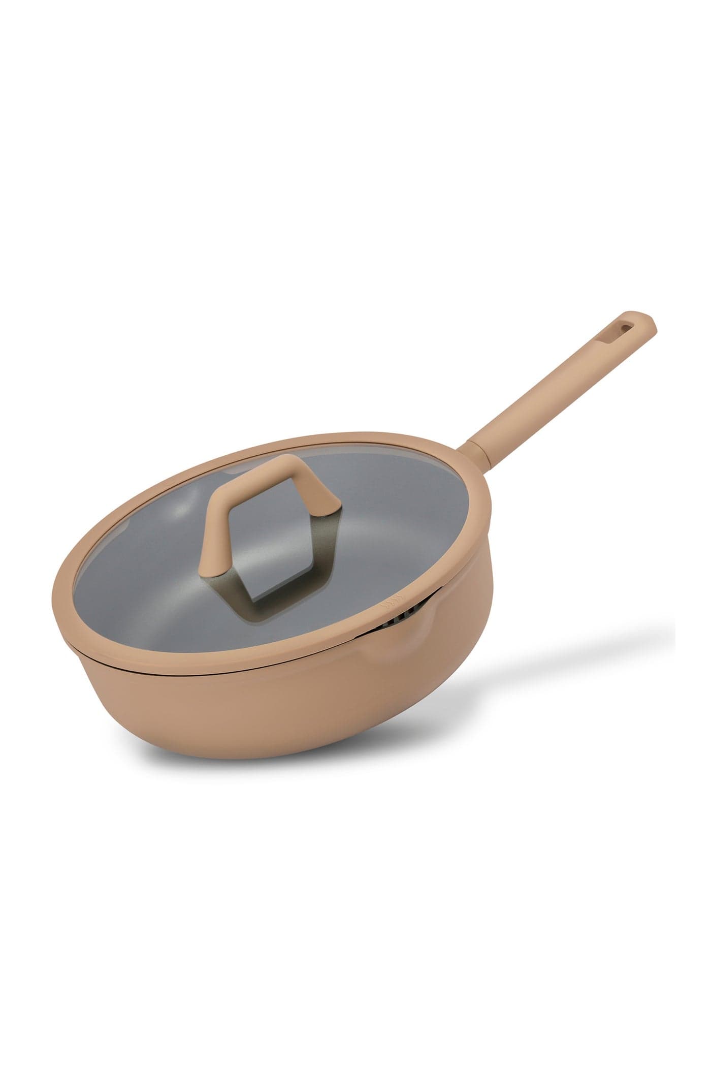 Carote 2.8 Litre Nonstick Sauté Pan with Pour Spout & Strainer Lid, PFAS & PFOA-Free Healthy Cooking, Titanium-Reinforced with Heat-Resistant Handle, All-Stovetop Compatible, Dishwasher Safe (Taupe)