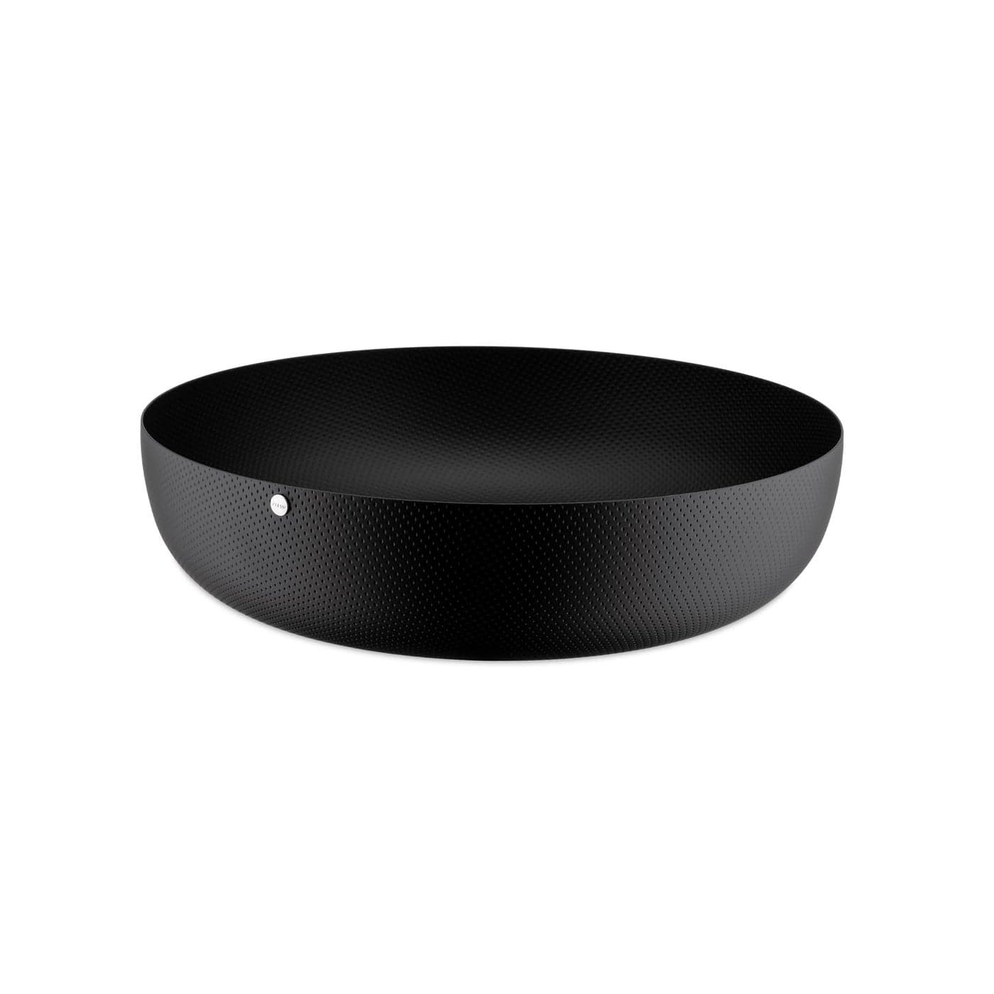 Alessi Jm1724 BT Design Round Basket Coloured Steel with Epoxy Resinand Embossed Decoration Black 24 cm