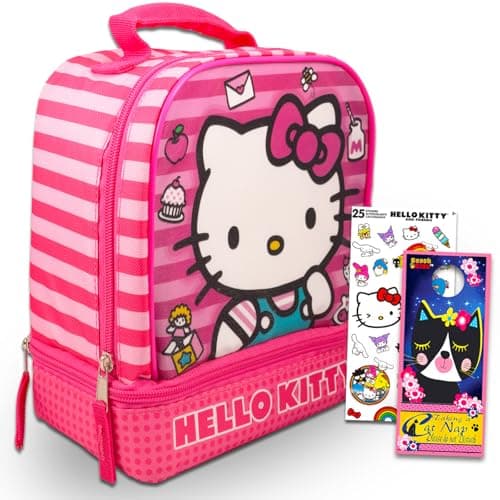 Hello Kitty Lunch Box Set - Bundle with Hello Kitty Lunch Box for Girls, Hello Kitty Stickers, More | Hello Kitty Lunch Bag