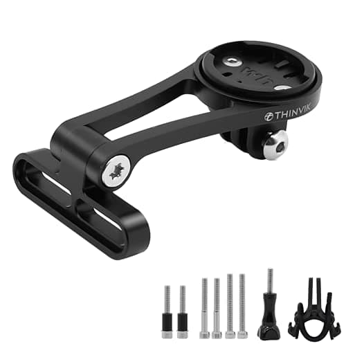 Thinvik Out-Front Extended Bike Computer Mount for Wahoo - Adjustable Angle Combo Mount for Elemnt Mini, Bolt, Roam GPS Bike Computer - CNC Aluminum Alloy