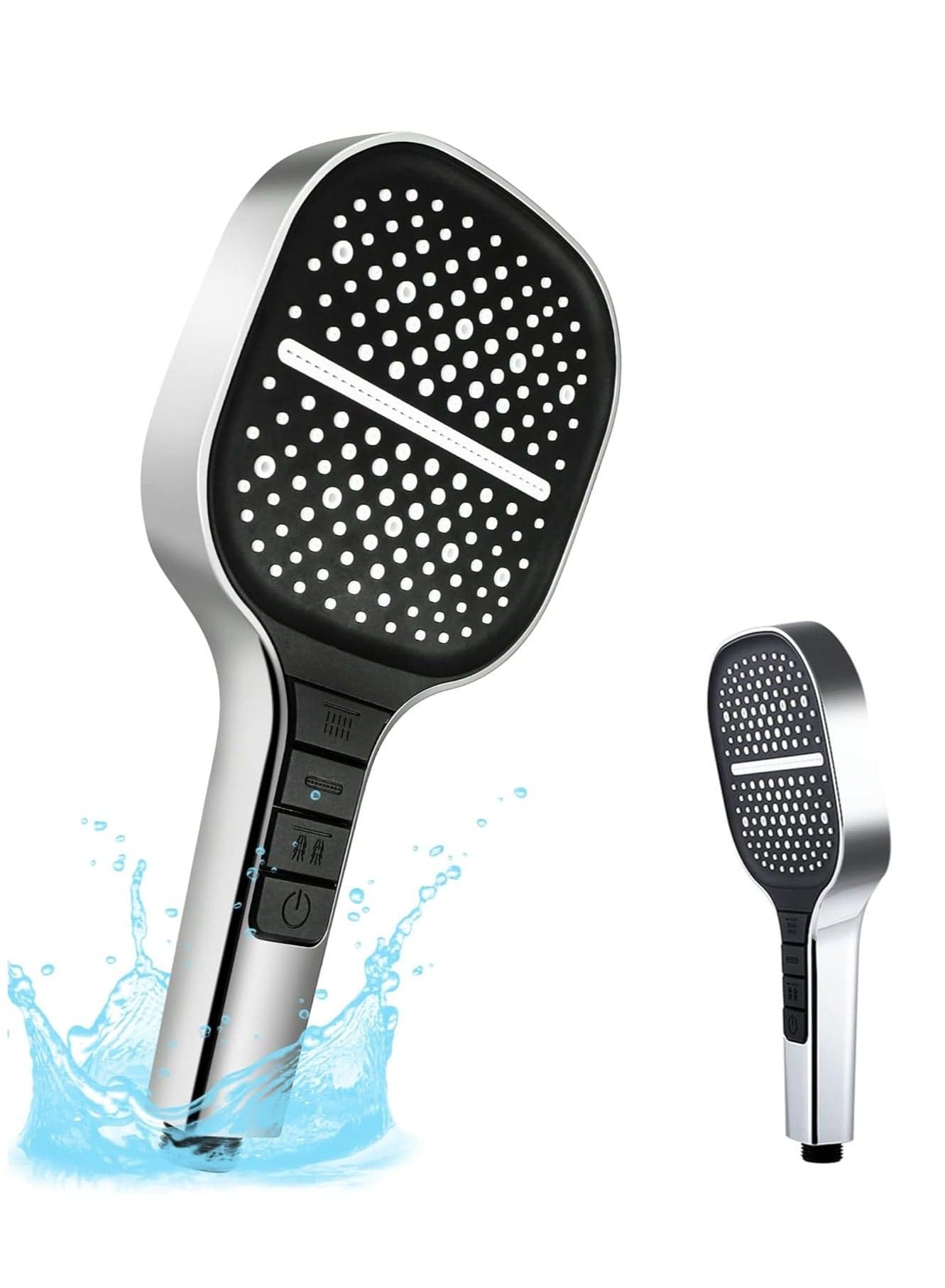 Shower Head High Pressure Shower Heads with 8 Spray Modes Universal Water Saving Large Handheld Powerful Square Shower Head Single Hand Adjustable
