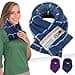SunnyBay Microwave Heating Pad Microwavable Heated Neck and Shoulder Wrap for Moist Hot Lightly Weighted with Moldable Flaxseed Cotton and Fleece Surface 26x6 Inches Made in USA Ocean Blue