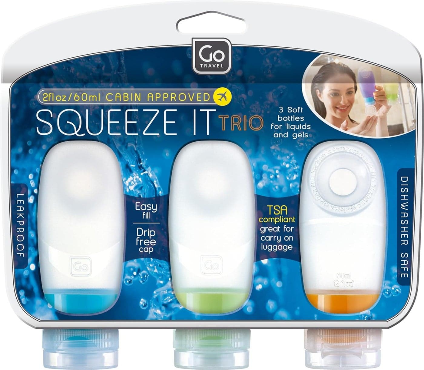 Squeeze It Trio, TSA-Approved Travel Bottles, Leakproof Silicone Containers for Toiletries and Other Essential Liquids and Gels, Travel Essentials