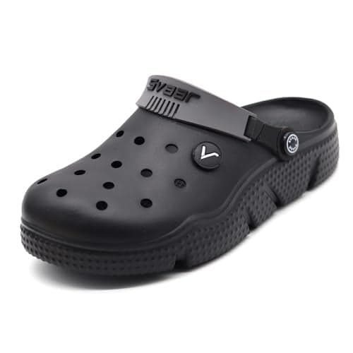SVAAR Designer Clogs, Sandals With Adjustable Back Strap For Men Black - 9 Uk