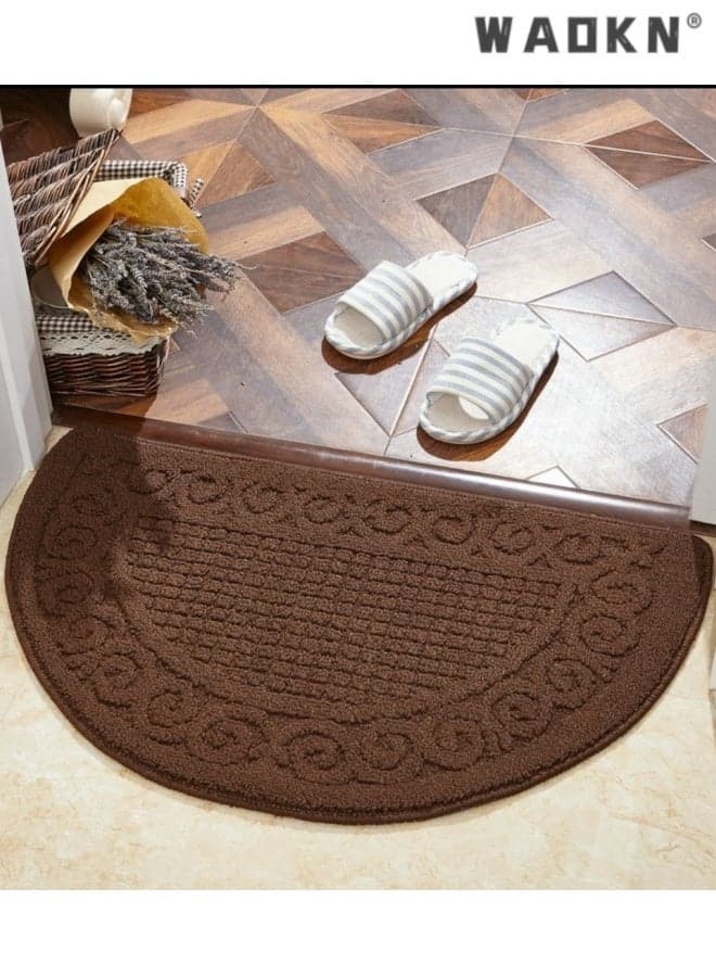 1pack Kitchen Rugs Mats for Floor , Non Slip Washable Kitchen Mat, Absorbent Standing Throw Rug,Half Circle Carpet for Front of Sink,Laundry Room,Entryway , soft and comfortable , easy to clean , 48*78cm , brown.
