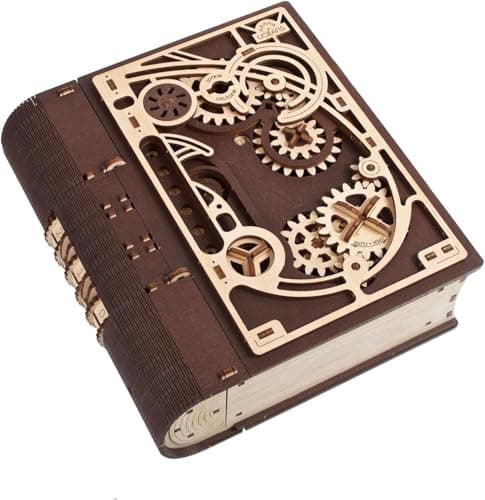 UGEARS Book of Secrets 3D Wooden Puzzles for Adults Mechanical 3D Puzzle Model Kit Brain Teaser Puzzles for Adults DIY Adult Craft Model Building Kits Wood Puzzle Box Gift Hobby Set