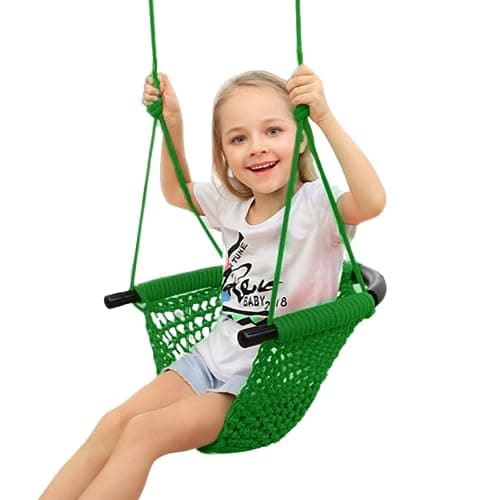 JKsmart Swing Seat for Kids Heavy Duty Rope Play Secure Children Swing SetPerfect for IndoorOutdoorPlaygroundHomeTreewith Snap Hooks and Swing Straps440 lbs CapacityGreen
