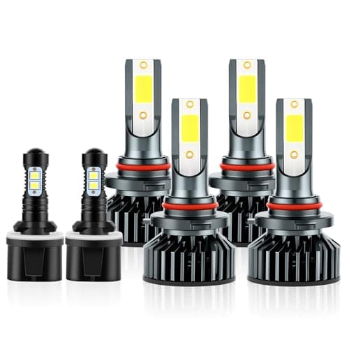 Emuna IHNZCB Fit For Chevrolet Chevy Tahoe 2001-2006 LED Headlight Bulbs 9005 9006 High Low Beam Headlight Bulbs + 880 LED Fog Light Bulbs Kit,6000K Cool White lights,6pcs led bulbs