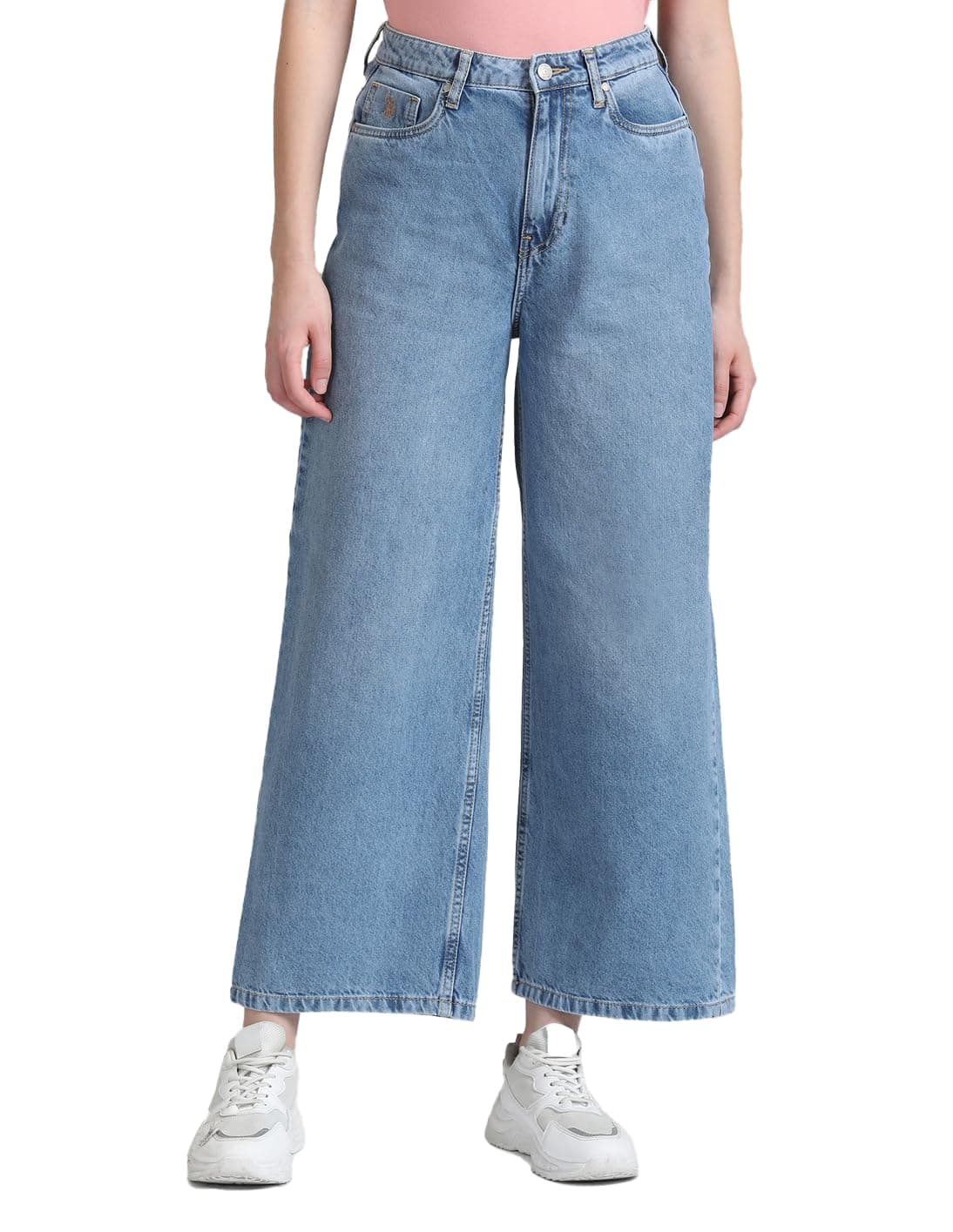 U.S. POLO ASSN. Women's Wide Leg Fit Blue Jeans (UWAW23JN051_Blue_36)
