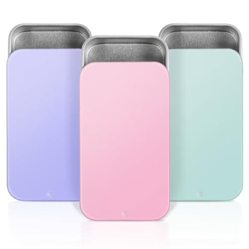 SynHHergyx Metal Tin Box 3 Pcs 23613304 Inch Slide Top Small Tin Box Rectangular Empty Containers with Lids Portable Mini Boxes for Candies Jewelry Crafts Lip Balm Cosmetic 3 Colors