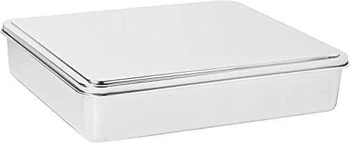 YBM HOME Stainless Steel Covered Cake Pan, Silver (Extra Large-)