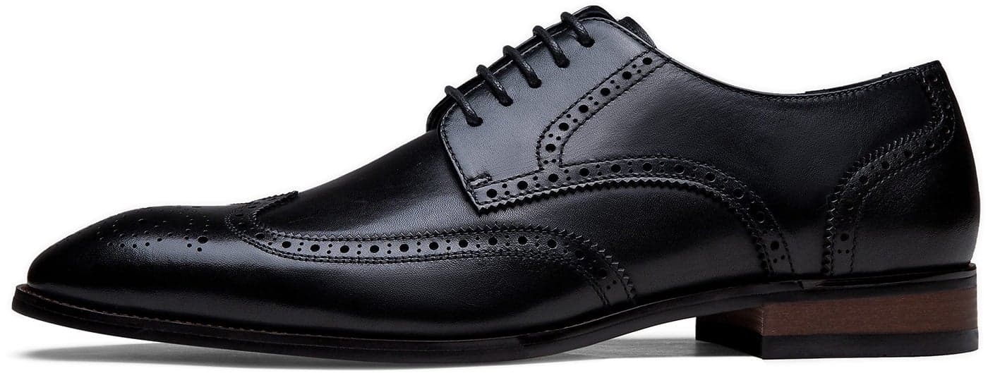 Jousen Men's Dress Shoes Leather Wingtip Formal Business Oxford Shoes Brogue Retro Derby Dress Shoes for Men (AMY9215 Black 10.5)