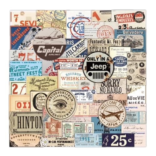 PRSTINCOL Vintage Junk Journal Sticker PackArtistic Reminiscence with Newspaper and Faded Letters 100 Different Designs for Scrapbooking and Collage